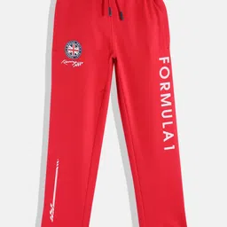 Monte Carlo Boys Red & White Solid Track Pants with Printed Detail-image-58