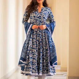 SkyaSia Abstract Printed Regular Kurta with Trousers & With Dupatta-picture-41