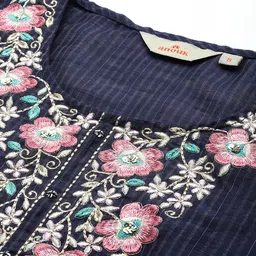 Anouk Floral Yoke Design Regular Kurta with Trousers & With Dupatta image 5