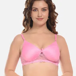 FIMS Pink & Red Pack of 3 Cotton Solid Lightly Padded Rapid-Dry Bra image 3