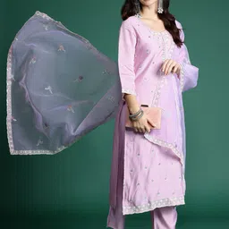 Indo Era Ethnic Motifs Embroidered Kurta with Trousers & With Dupatta image 5