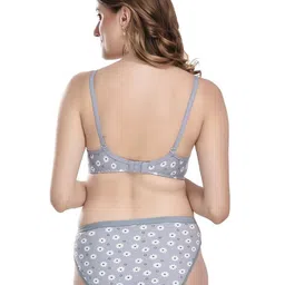 PIBU Floral Printed Lightly Padded Cotton Bra With Brief image 2