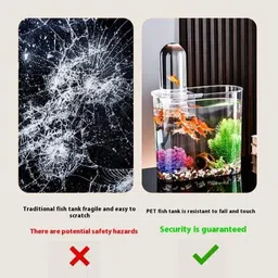 rizopets Aquarium Kit with LED Nano Lamp 2.5W, Hang-on Filter 3W, Decorative Hydroponic quarium Mini Fish Tank Guppies, Shrimp, Polycarbonate Material, Suitable for Home, Living Room and Office image 4
