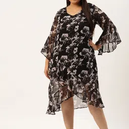 theRebelinme Women Floral Print Bell Sleeve A-Line Midi Dress-picture-10