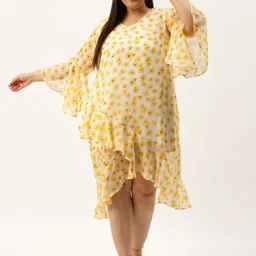 theRebelinme Women Floral Print Bell Sleeve Layered Georgette A-Line Midi Dress Plus Size-picture-37