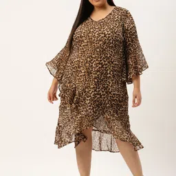 theRebelinme Women Animal Printed Bell Sleeve Layered A-Line Midi Dress-picture-17