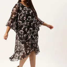 theRebelinme Women Floral Print Bell Sleeve A-Line Midi Dress image 5