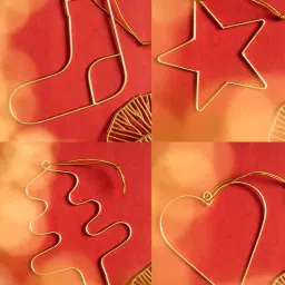 THE ZAPPY BOX Gold Minimalist Christmas Hangings (Pack of 4)-picture-16