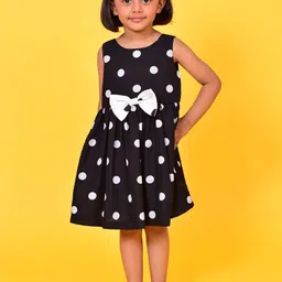 NUEVOSDAMAS Girls Polka Dot Printed Crepe Fit & Flare Dress-picture-12