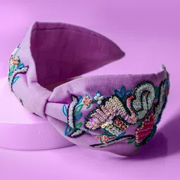 hair drama co. HAIR DRAMA COMPANY Women Lavender & Multicoloured Embellished Hairband-picture-24