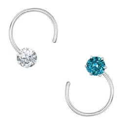 peen zone we deliver the actual jewelry Peenzone 92.5-925 Sterling Silver Cubic Zirconia AD Multi Color Stud Nose Pin Combo Set for Women Girls - DESIGN image 1