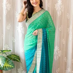 dwini Women Embellished Saree with Contrast Border image 1