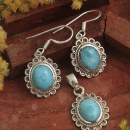 arisha silver Women Sterling Silver Pendant & Earrings Set image 1