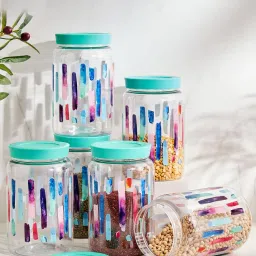 home centre Set of 6 Plastic Storage Jars image 1