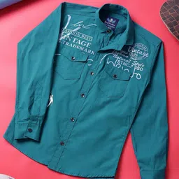 sky heights Boys Typographic Print Regular Fit Shirt image 1