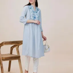 barara Women Embroidered Flared Kurta image 1