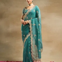 kasee Women Embroidered Saree with Contrast Border image 1