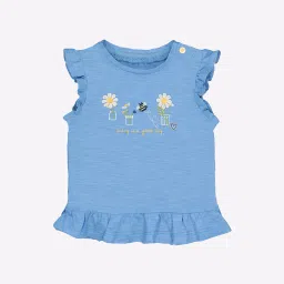 mothercare Embroidered Round-Neck T-shirt with Ruffles image 1