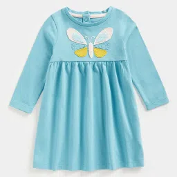 mothercare Cotton A-Line Dress with Applique image 1