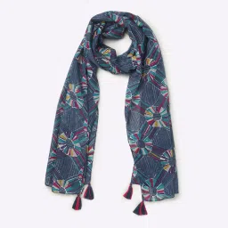 fig Printed Scarf with Tasselled Edges image 1