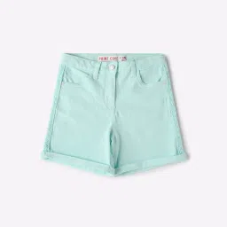 point cove Cuffed Denim Shorts with Lace Accent image 1