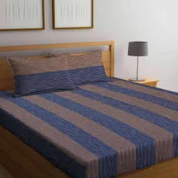 arrabi Striped Flat Double Bedsheet image 1