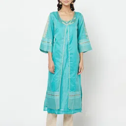 fabindia Cotton Silk Maheshwari Long Kurta image 1