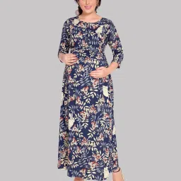 mamma's maternity Leaf Printed Gown Dress image 1