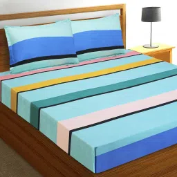 good homes Striped Double Bedsheet with Pillow Covers image 1