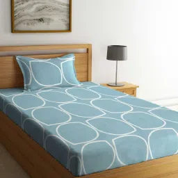 klotthe 300 TC Geometric Print Single Bedsheet with Pillow Cover image 1