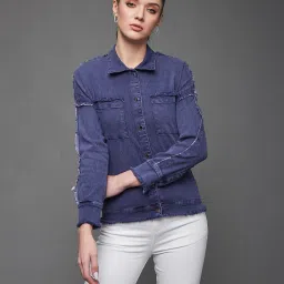 miss chase Lightly Washed Jacket with Button-Closure image 1