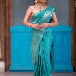 anjaneya sarees Kanjeevaram Silk Saree with Contrast Border image 1