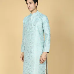 namaskar Woven Long Kurta with Mandarin Collar image 1