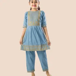 burbn Girls Embroidered Kurta & Pants Set image 1