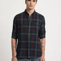 the bear house Men Checked Slim Fit Shirt with Patch Pocket image 1
