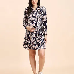 momtobe Women Printed Shirt Dress image 1