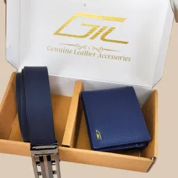 munros Set of Bi-Fold Wallet with Metal Logo & Belt image 1