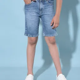 crimsoune club Boys Washed Regular Fit Denim Shorts image 1