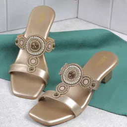 metro Women Embroidered T-Strap Flat Sandals image 1