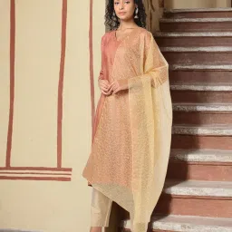 avaasa mix n' match Women Embroidered Organza Dupatta image 1