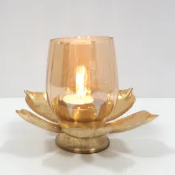 home centre Corsica Mystic India Gold Lotus Glass Votive image 1