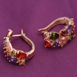 yellow chimes Gold-Plated & Stone Studded Hoops image 1