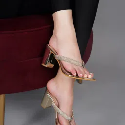 shezone Embellished Chunky Heeled Sandals image 1