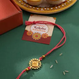 viraasi Gold-Plated Rakhi with Roli Chawal & Greeting Card image 1