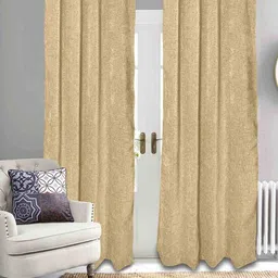 saral home Set of 2 Abstract Pattern Eyelet Door Curtains image 1