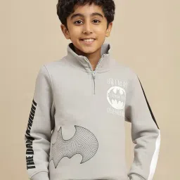 kidsville Boys Batman Print Sweatshirt with Half Zip-Closure image 1