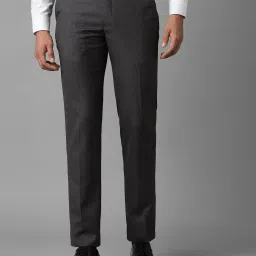 louis philippe Men Patterned Slim Fit Flat-Front Trousers image 1