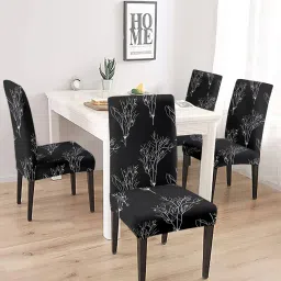 cortina eyelet curtain Pack of 4 Dining Chair Slip Covers Abstract image 1