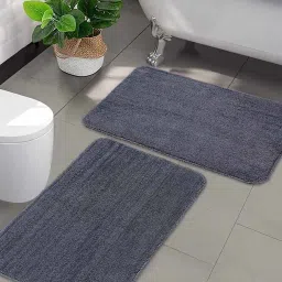 saral home Pack of 2 Anti-Skid Cotton Bath Mat image 1