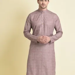 t tabard Striped Mandarin-Collar Long Kurta image 1